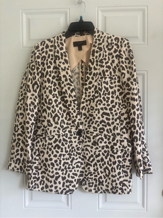 J. Crew Jackets & Blazers - J. Crew Cream and Black Leopard Print Lightweight Blazer, Size 6